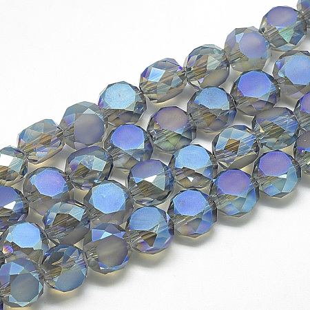 Frosted Electroplate Glass Beads Strands X-EGLA-S147-8mm-04-1