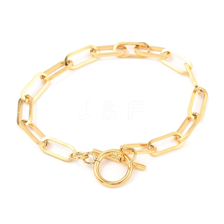 Unisex PVD Vacuum Plating 304 Stainless Steel Paperclip Chain Bracelets X-BJEW-H541-03A-G-1