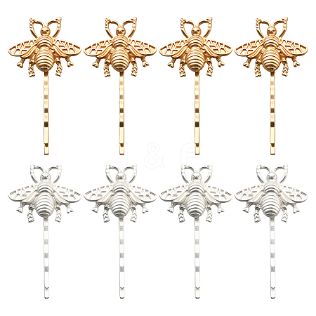8Pcs 2 Colors Iron & Alloy Hair Bobby Pins PHAR-HY0001-10-1