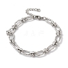 Non-Tarnish 304 Stainless Steel Textured Oval Link Chain Bracelets for Women BJEW-B092-08P-03-1