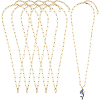 6Pcs 304 Stainless Steel Paperclip Chain Necklaces NJEW-SC0001-57B-G-1