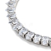 Brass Pave Clear Cubic Zirconia Teardrop Link Bracelets BJEW-B094-08P-2