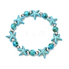 Starfish Synthetic Turquoise Beads & Brass Beads Stretch Bracelets BJEW-JB12417-03-2