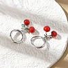 Cherry Brass Enamel Hoop Earrings EJEW-M077-14P-01-4