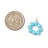 5Pcs 5 Colors Opaque Solid Color Glass Rondelle Beaded Pendants PALLOY-JF04162-02-2