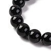 Natural Dyed & Heated Black Agate Beads Stretch Bracelets BJEW-I319-01G-3