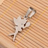 Fairy Necklace Findings 304 Stainless Steel Rhinestone Charms Pendants LS-STAS-I036-17-2