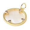 Brass Micro Pave Clear Cubic Zirconia & Natural White Shell Pendants CU-CBA6938-12G-01-2