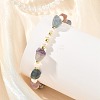 Raw Rough Natural Fluorite and Pearl Beaded Bracelets BJEW-JB14441-2