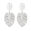 Monstera Leaf 304 Stainless Steel Dangle Earrings EJEW-L283-104P-1