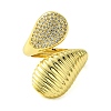 Brass Micro Pave Cubic Zirconia Open Cuff Rings RJEW-K256-04G-2