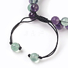 Adjustable Natural Fluorite Braided Bead Bracelets BJEW-E351-01G-3