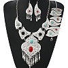 Teardrop Alloy & Synthetic Turquoise Pendant Necklaces & Dangle Earrings & Bracelets Sets FS-WG28263-01-3