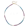 3MM Faceted Round Natural Apatite & Amethyst & Ruby & Kyanite & Natural Pearl Beaded Necklaces for Women NJEW-JN06277-3