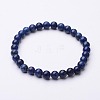 Natural Lapis Lazuli Round Beaded Stretch Bracelets BJEW-F202-04-6