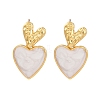 Rack Plating Heart Brass Stud Earrings for Women EJEW-C125-26G-01-4