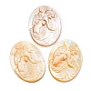 Natural Yellow Shell Carved Cabochons SHEL-G024-02B-1