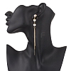 Shell Pearl Bead Tassel Stud Earrings EJEW-JE06653-3