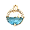 Brass Micro Pave Cubic Zirconia Pendants KK-F916-25G-1