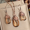 Teardrop Alloy Glass Pendant Necklaces & Dangle Earrings Sets FS-WGA3296-01-3