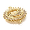 Rack Plating Brass Clear Cubic Zirconia Religion Virgin Mary Oval Connector Charms X-KK-M298-03G-2