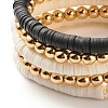 5Pcs 5 Style Synthetic Hematite & Polymer Clay Heishi Beads Stretch Bracelets Set BJEW-JB07533-02-5