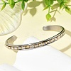 6MM 201 Stainless Steel and Brass Pave Rectangle Clear Cubic Zirconia Cuff Bangles BJEW-JB14370-1