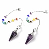 Natural Amethyst Hexagonal Pointed Dowsing Pendulums G-P552-05P-03-1