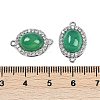 Natural Green Onyx Agate(Dyed & Heated) Oval Connector Charms KK-U043-50P-02-3