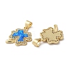 Brass Micro Pave Blue Cubic Zirconia Pendants KK-D057-03G-2