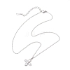 Flower Brass Pave Clear Cubic Zirconia Pendant Necklaces NJEW-JN05287-4