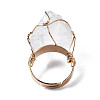 Adjustable Natural Quartz Crystal Finger Rings RJEW-T019-02J-KC-3