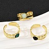 316 Stainless Steel with Natural Mixed Gemstone Cuff Rings RJEW-Z098-01G-14-2