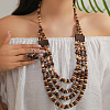 Bohemian Ethnic Style Wood Beaded Multilayer Necklaces & Dangle Earrings Sets WG82ABA-11-1