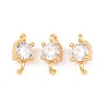 Brass Pave Clear Cubic Zirconia Flat Round Connector Charms KK-H538-21B-G-1