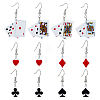 FIBLOOM 3 Set 3 Styles Playing Card Theme Resin Dangle Earrings with Alloy Pins EJEW-FI0003-01-1