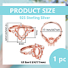 Adjustable 925 Sterling Silver Micro Pave Cubic Zirconia Oval Ring Component STER-BC0003-56RG-2