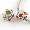 Barrel Antique Silver Plated Metal Alloy Rhinestone European Beads ALRI-Q228-02A-1