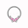 304 and 316 Surgical Stainless Steel Cubic Zirconia Butterfly Nipple Rings WGE628F-06-1