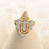 Brass Micro Pave Clear Cubic Zirconia Open Cuff Rings for Women Men KK-B124-12GP-2