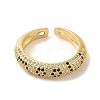 Flower Brass Micro Pave Clear Cubic Zirconia Cuff Rings for Women RJEW-G311-02D-G-2