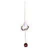 Natural Amethyst Chips & Agate Slice Suncatcher AJEW-C048-01F-1