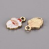 Golden Plated Alloy Enamel Pendants X-ENAM-T009-95-RS-2