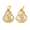 Brass Pave Natural Shell Mermaid Charms with Jump Rings KK-P283-10G-1