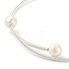 Natural Pearl Beaded Cuff Bangle BJEW-JB09494-4