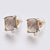 Faceted Glass Stud Earring Findings GLAA-F084-C12-1