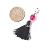 Dyed Synthetic Turquoise Halloween Skull & Polycotton Tassel Pendant Decorations HJEW-JM03899-3