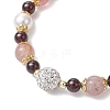 Natural Garnet & Strawberry Quartz and Shell Pearl Beads Stretch Bracelets BJEW-JB11821-4