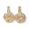 Clear Cubic Zirconia Donut Dangle Hoop Earrings EJEW-E277-01G-1