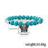 Synthetic Turquoise Beaded Stretch Bracelets PW-WGFC66C-11-1